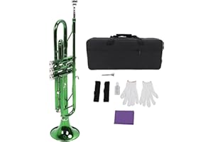 AOWINHIT Green Trumpet Set Bb Key 3 Tone Music Trumpet Blowing Instrument for Beginner Performance Band
