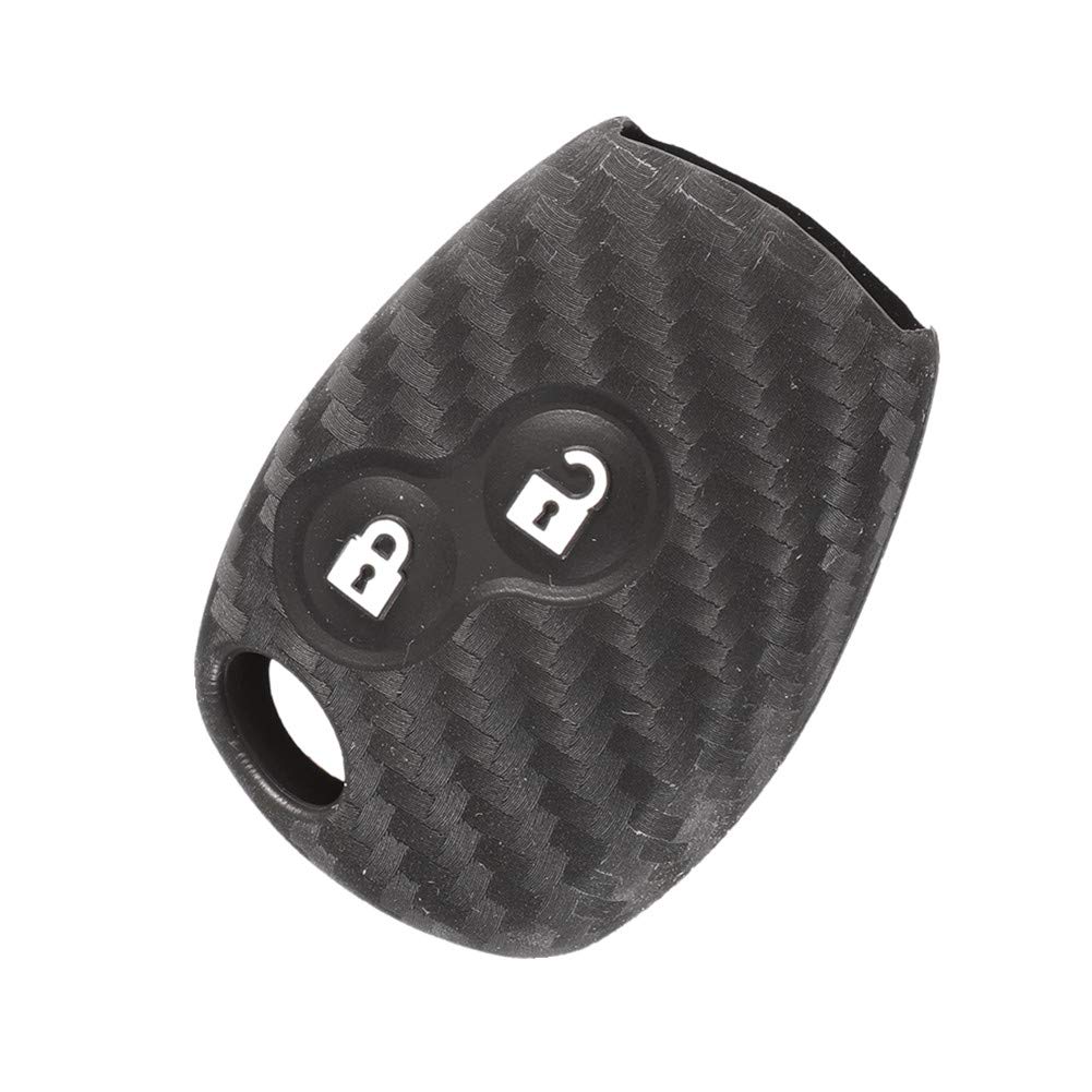 Happyit Car Key Cover Case Carbon Fiber Pattern Soft Silicone for Renault Clio Scenic Megane Duster Sandero Captur Twingo Modus 2 Buttons (A)