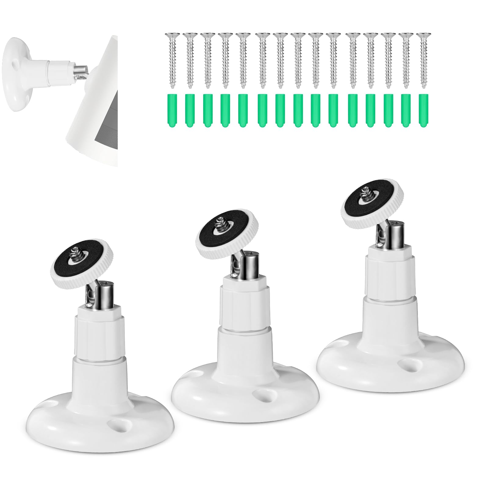 3pcs Security Camera Mount for Ring Stick Up Cam/Ring Indoor Cam, 360-Degree Security Wall Mounting Bracket for Indoor Outdoor Security Camera (Camera Not Included)