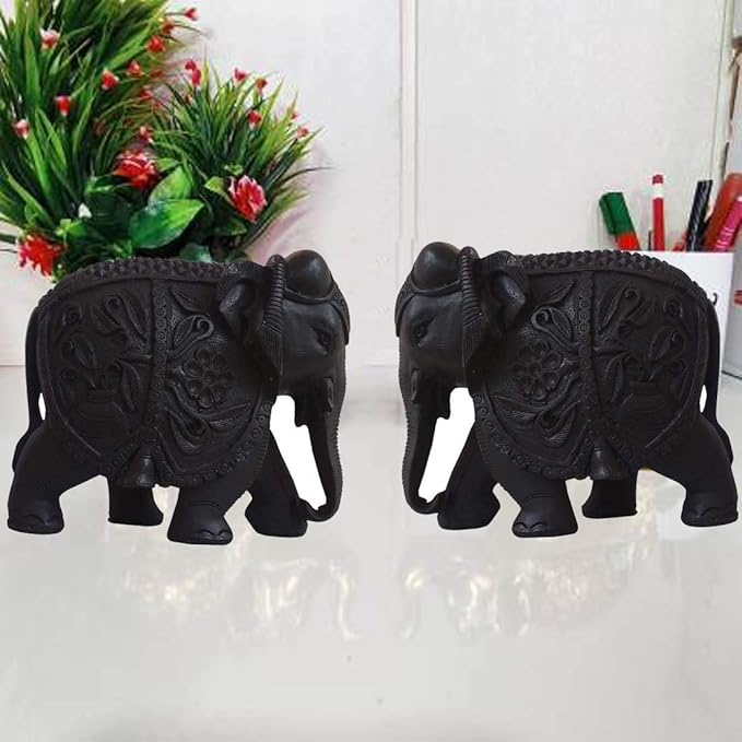 Fibre Elephant Statue Showpiece For Room Decor, 12 x 10 x 6