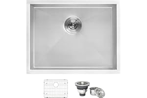 Ruvati 23" x 18" x 12" Deep Laundry Utility Sink, Undermount Laundry Sink - 16 Gauge Stainless Steel Utility Sink - Single Bowl Laundry Room Sink - RVU6100