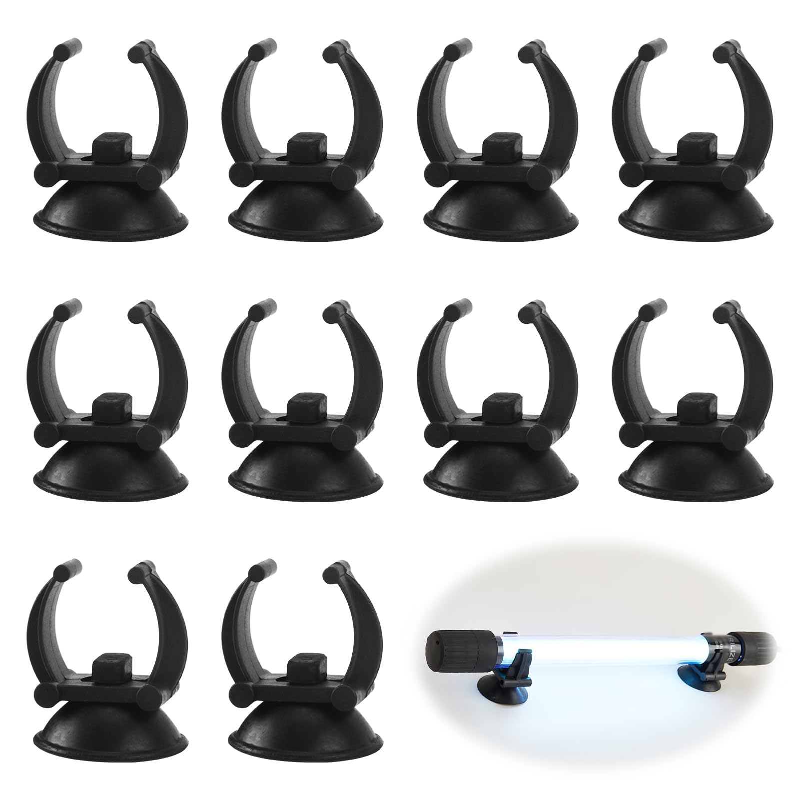 Fuitke 10Pcs Aquarium Heater Suction Cups Suckers with 2.5cm Bracket Clip Wall Suckers for Submersible Lights Aeration Setup Heating Rod Holders Fish Tanks Accessories