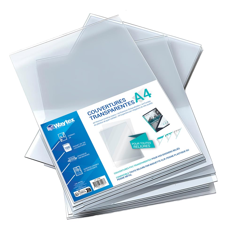 Waytex 78280 Pack of 100 Blankets PVC A4 Transparent