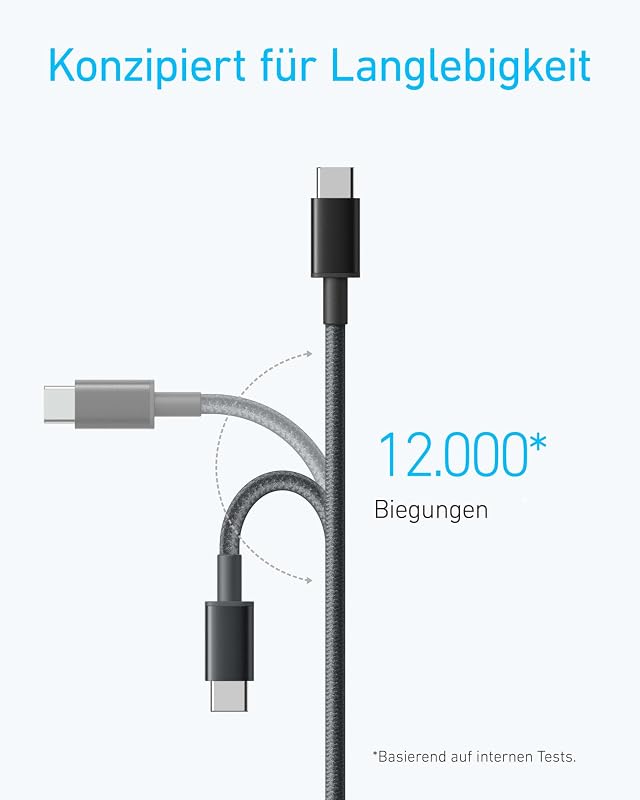 100W USB C Kabel PD 3.0 Schnellladen [1,8m], Schwarz