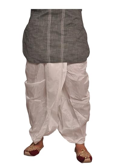 Solid Men's Silk Ready-made Dhoti (White, Free Size)