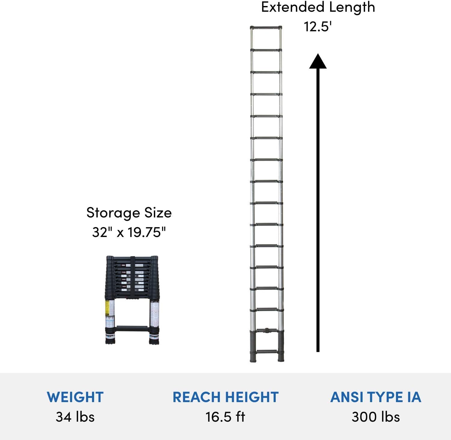 Xtend & Climb Contractor Series 125+/300 Telescoping ladder, Black - - 