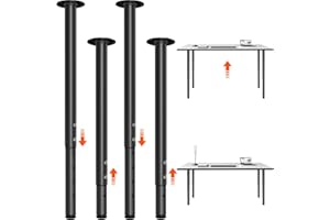 KOMOHOM Adjustable Metal Table Leg 21~36 Inch, Adjustable Metal Desk Legs, Home Office DIY Furniture Leg Set, for Computer Desk Dining Table Office Desk (4, Black)