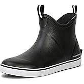 Furuian Men's Deck Boots Waterproof Ankle Rain Boots Outdoor Rubber Fishing Boots for Boating Sailing Anti-Slip Work Booties Garden Boots for Men