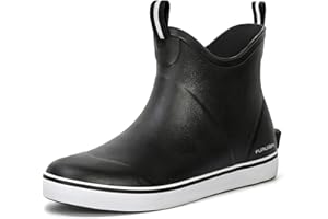 Furuian Men's Deck Boots Waterproof Ankle Rain Boots Outdoor Rubber Fishing Boots for Boating Sailing Anti-Slip Work Booties Garden Boots for Men