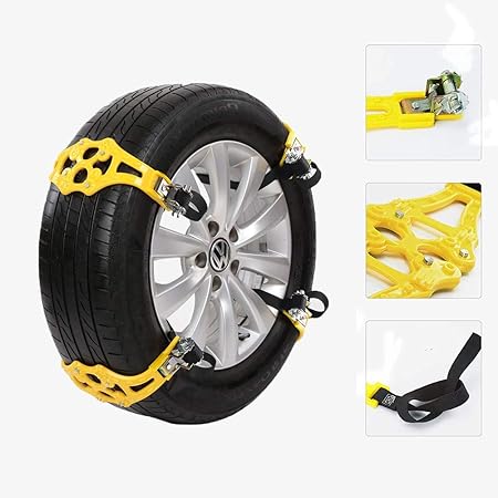 Amazon Chialstarタイヤチェーン Tpu非金属製 ジャッキアップ不要 簡易版 緊急用 取り付け 簡単 雪道 凍結 砂道 泥道 冬の必需品 作業手袋付き ねじ回しフィッティング 165mm 265mmまでタイヤに対応 駆動タイヤ2本分 8 Pack タイヤチェーン 車 バイク
