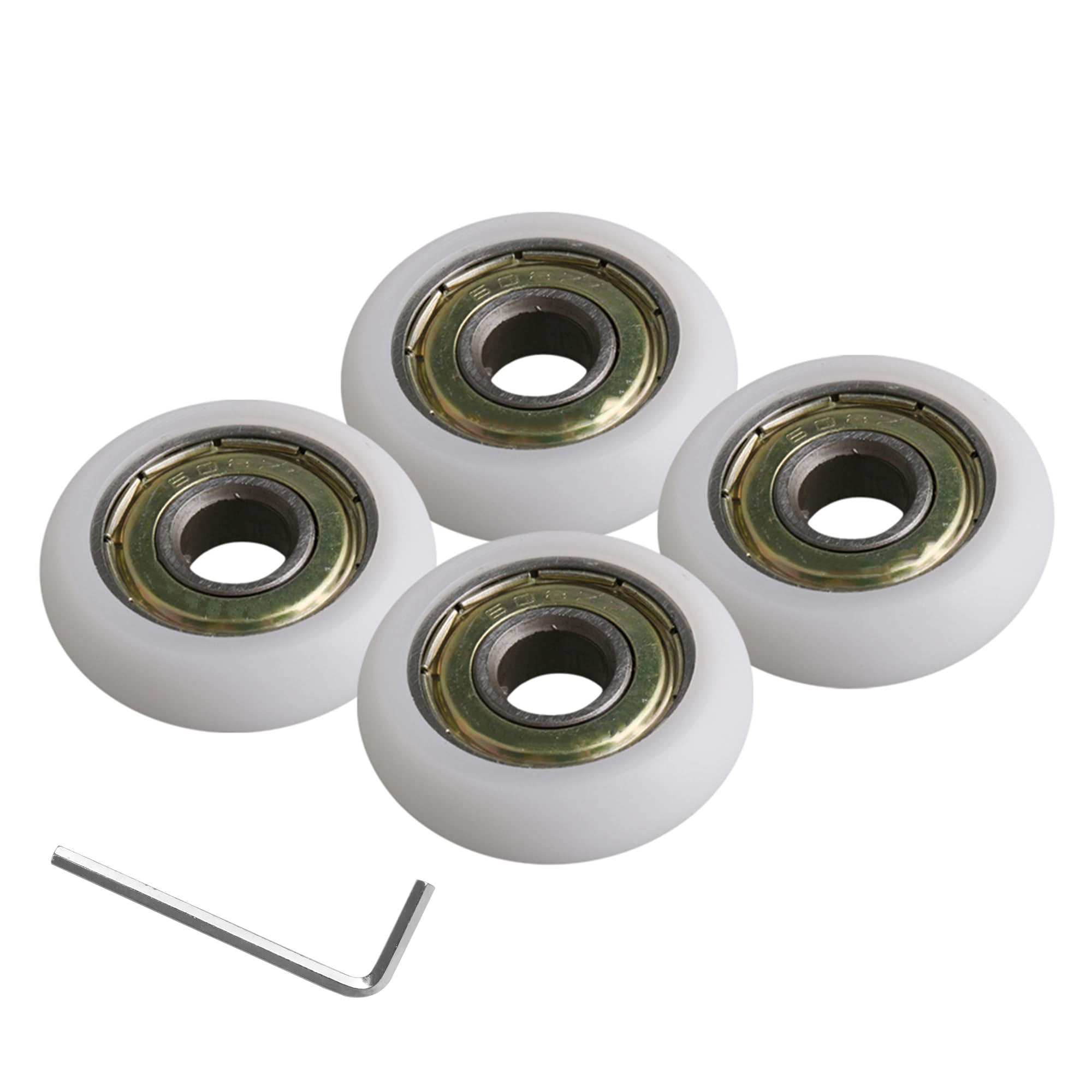 CNBTR 8x30x8.5mm White Ball Bearing Guide Pulley Roller Round Wheel Load 87KG for Door Window Pack of 4
