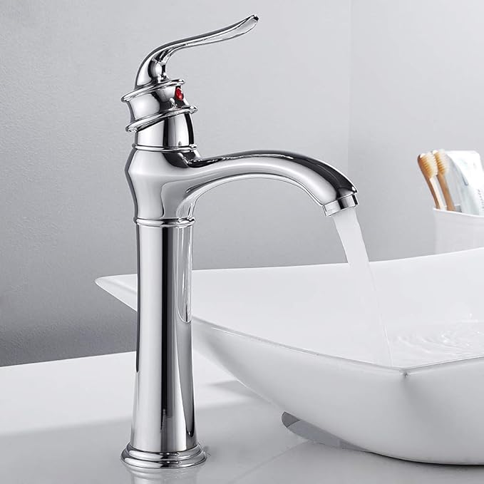 Modern Mono Tall Basin Mixer Tap Solid Brass Bathroom Sink Mixer Taps