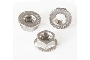 GuoYomm (30PCS) 5/16"-18 Serrated Flange Hex Lock Nuts, 304 Stainless Steel (18-8), Bright Finish, Allen Hex Drive