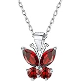 925 Sterling Silver Butterfly Necklace/Antler Deer Necklace,Adjustable Silver Birthstone Necklace for Women,Birthstone Jewelry Gift for Her