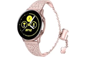 AISPORTS Compatible for Samsung Galaxy Watch 6/6 Classic Band for Women, 20mm Slim Bling Glitter Diamond Metal Bracelet Replacement Band for Galaxy Watch 5/5 Pro/4/4 Classic/3 41mm/Active2/Active/42mm