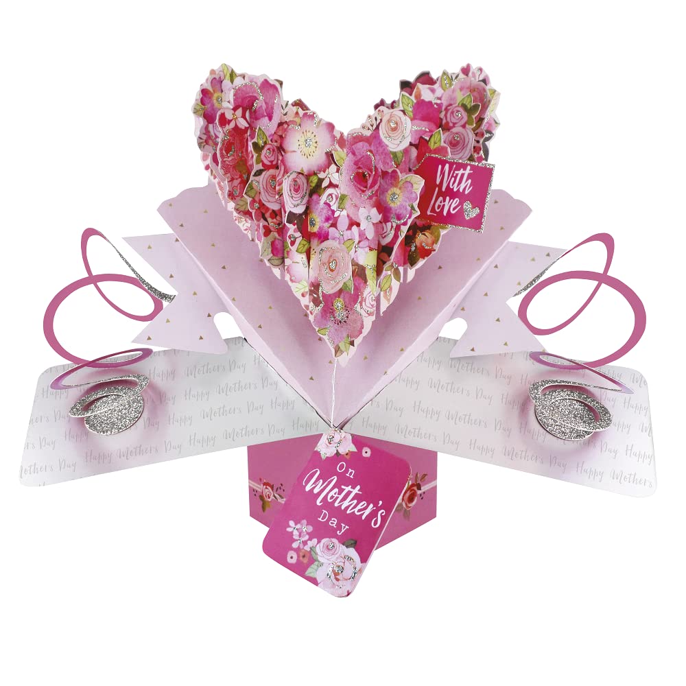 Mother's Day Floral Heart Pop-Up Greeting Card Second Nature 3D Pop Up Cards