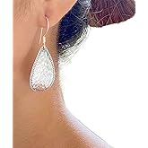 Hammered Sterling Silver Handmade Drop shape Dangle Earrings, 1 7/8" long, Light-reflecting Shiny Hammered Textured, Gift for Her