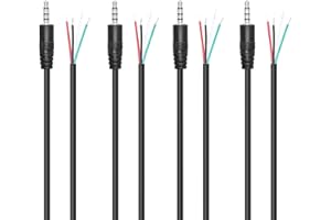 RIIEYOCA Replacement 3.5mm Male Plug to Bare Wire Open End 1/8" TRRS 4 Pole Stereo Audio Cable for Audio Equipment Installed 