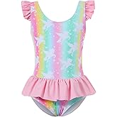 Vieille Toddler Little Girls One Piece Swimsuits Ruffles Bathing Suits Mermaid Dinosaur Swimwear 2-7T