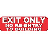 StickerTalk Exit Only No Re-Entry to Building Vinyl Sticker, 10 inches by 3 inches