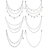 WEIMU 6 Pack Gothic Style Multilayer Chain Belts for Jeans Unisex Wallet Chains with Heart Butterfly Lock Decorative Waist Chains for Pants Pocket Accessories Men Women