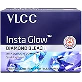 VLCC Insta Glow Diamond Bleach With Diamond (Ash) for Sparkling Fairness Also Contain Re Bleach Cream & Post Bleach Pack 60 G