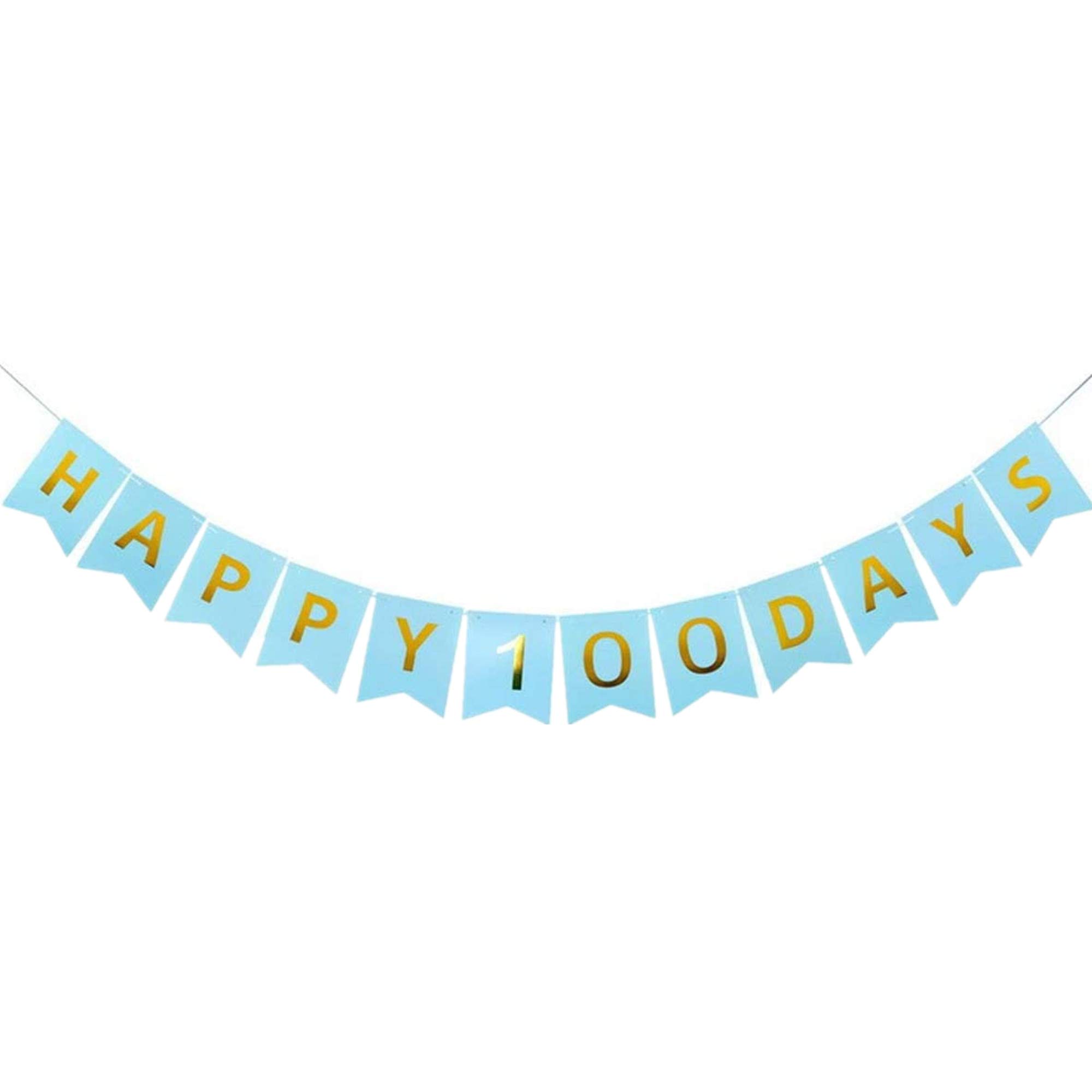 CHTENG Baby Happy 100 Days Banner Baby Shower Birthday Banner Decorations Photo Background Props (Blue)