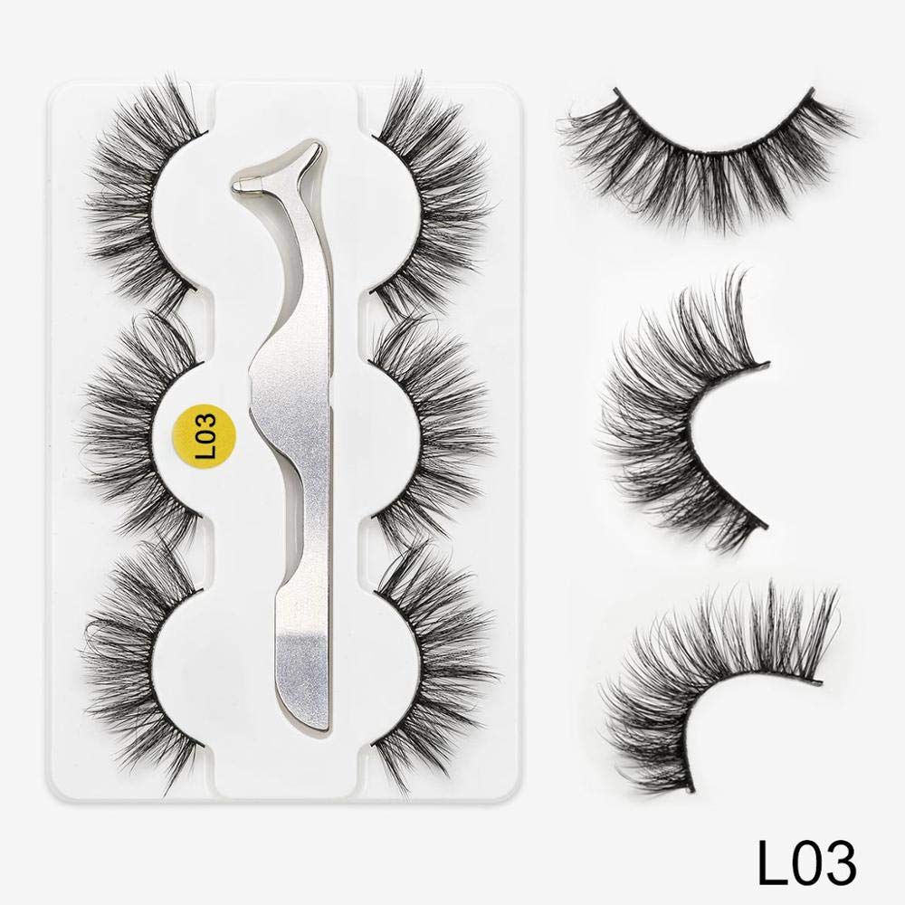 CARA 3 Pairs 3D False Eyelashes 3 Styles Eyelashes With