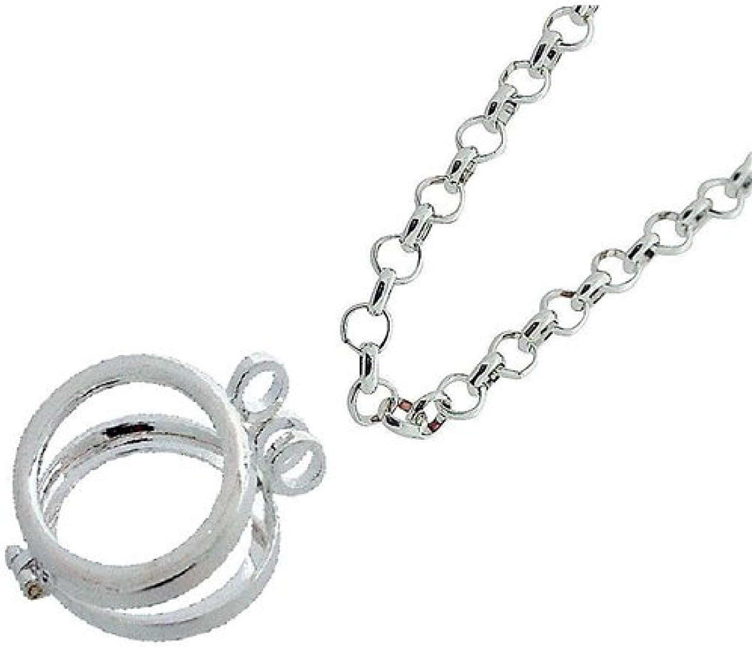 TOC Silvertone Interchangeable Coin Locket Pendant on 34" Chain