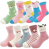 Zumou Toddler Kids Little Girls Cute Cotton Crew Socks 10 Pack