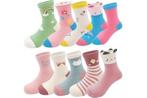 Zumou Toddler Kids Little Girls Cute Cotton Crew Socks 10 Pack