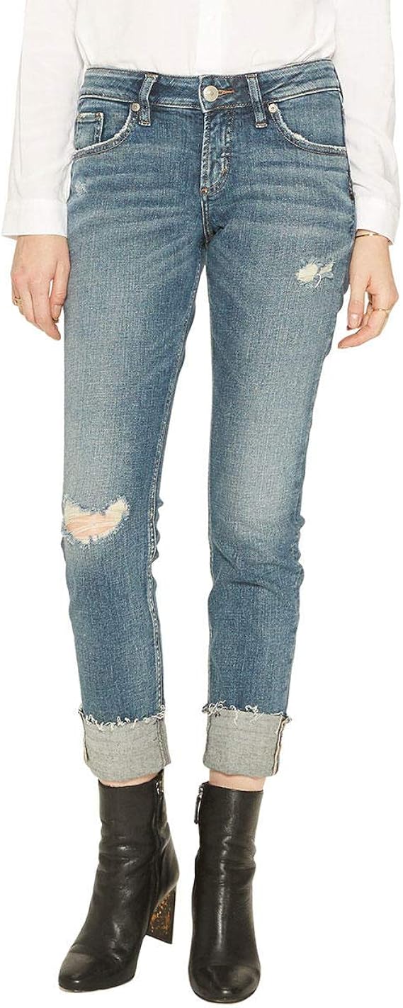 silver boyfriend mid rise slim leg jeans
