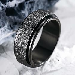 King Will 8mm Black Stainless Steel Spinner Ring
