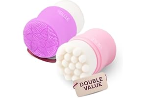 SILKLE Silicone Face Scrubber - Versatile Skincare Essential for Gentle Facial Cleansing, Exfoliation and Scrub - Exfoliating Face Wash and Cleanser Brush for Your Skin - 2 Pack - Pink & Purple