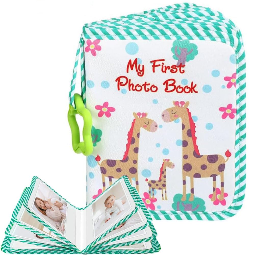 Baby's My First Photo Album 17 4x6 Pictures Soft Cloth Photo Album Unisex Kids' Personalized Memory Photos Albums for Family Baby Shower Party Toddler Kid Girl