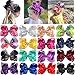 DeD 16 Pieces 8 Inch Large Sequin Hair Bows with Clips Sparly Rainbow Bow Hair Barrettes for Toddlers Kids Children Teens