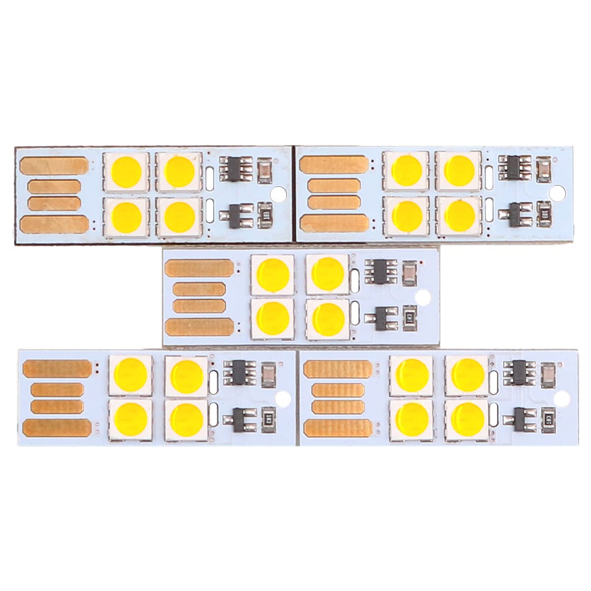 VOANZO 5pcs USB Mini LED Lights 6 Keychain Lights Lamp with Smart Touch Electrodeless Dimming Switch for Emergency Security Lighting Home（ Warm）