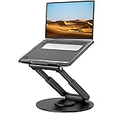 Tounee Telescopic Laptop Stand for Desk with 360° Swivel Base, Sit to Stand, Height Adjustable, Portable Riser Holder for Goo