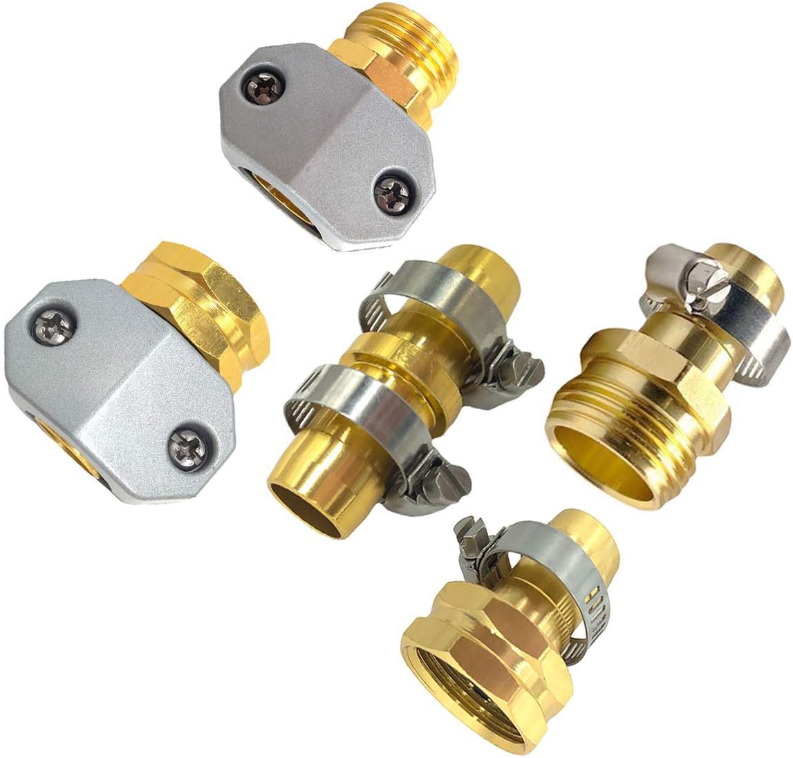 Hanobo Aluminium Male Female Hose Clamp Mender Garden Hose Repair Kit Connector
