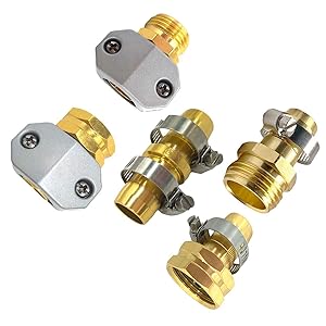 Hanobo Aluminium Male Female Hose Clamp Mender Garden Hose Repair Kit Connector