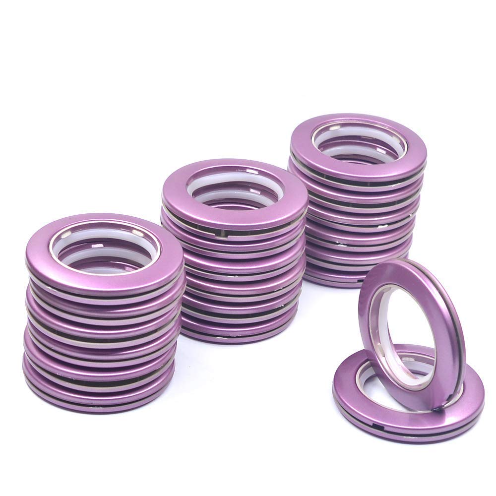 Ailejia 20-Pack Curtain Grommets Inner Diameter Silencer Sliding Brown Sheers Grommets Reusable Silencer Sliding Easy Snap Install Silver 1.7 Inch Inner Diameter Fasteners (Purple)
