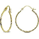 14K Gold Small Polished Round Thin 1mm Unisex Click-Top Hoop Earrings for Men Women, Choose a Color and Design