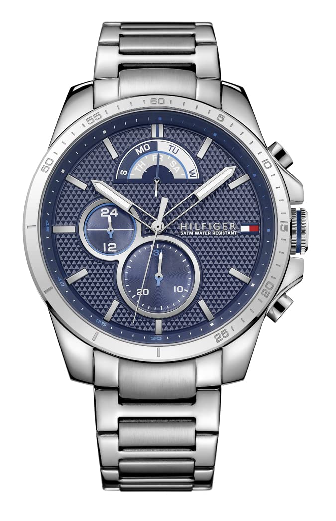 Tommy Hilfiger Analogue Multifunction Quartz Watch for Men with Silver Stainless Steel Bracelet - 1791348