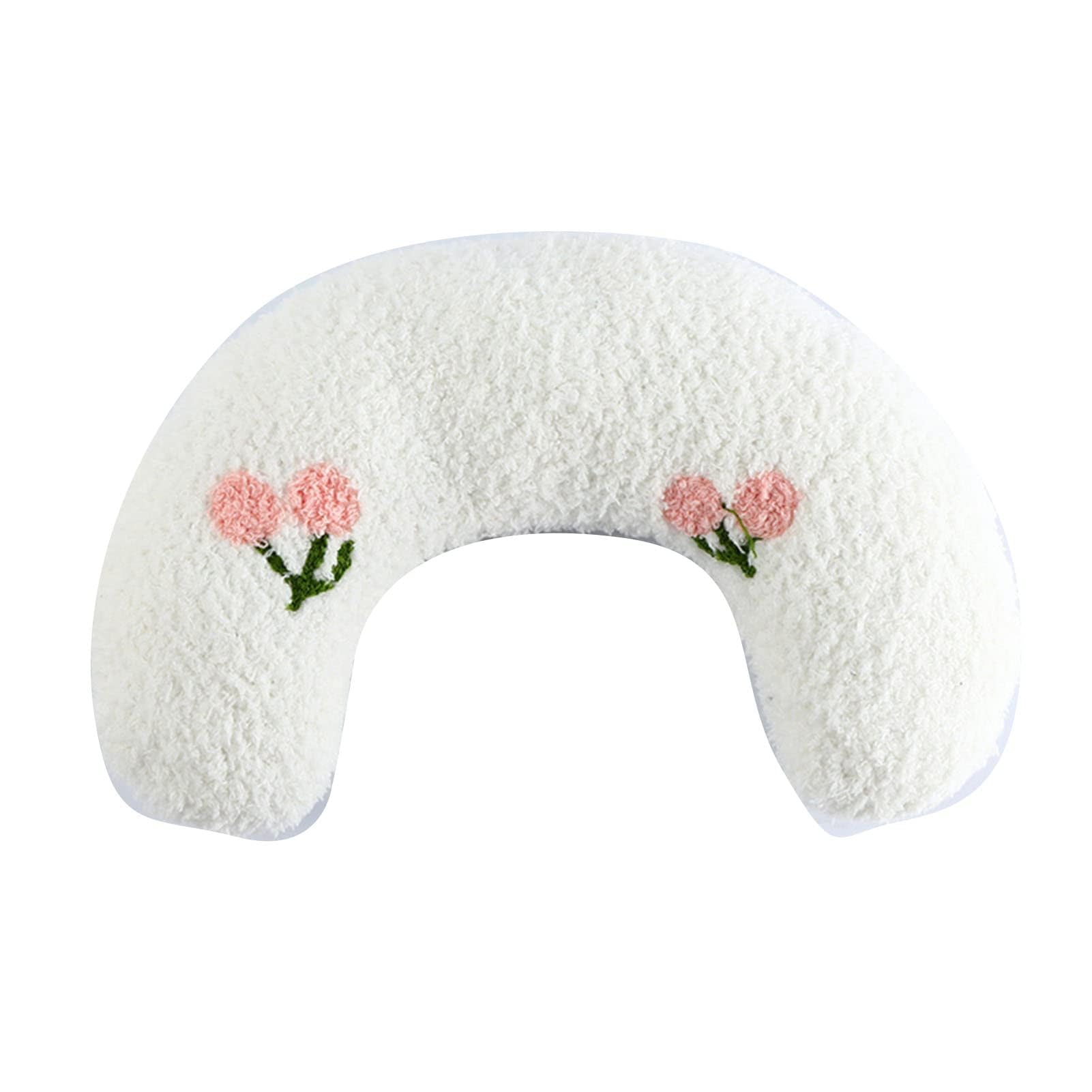 Cat Pillow, U Shaped Comfortable Fluffy Pet Calming Toy Half Donut Cuddler for Sleeping Improve Joint Relief (White)