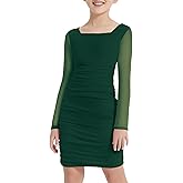 EXARUS Girls Formal Long Sleeve/Spaghetti Strap Dress Teen Party Dance Tween Juniors Tight Cute Bodycon Short Dresses