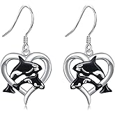 Whale Earrings Sterling Silver Orca Earrings Animal Dangle Drop Whale Jewelry Gifts for Women