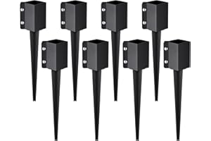 VEVOR Fence Post Anchor Ground Spike, 8 Pack 24 x 4 x 4 Inches Outer Diameter (Inner Diameter 3.5 x3.5 Inches), Metal Black P