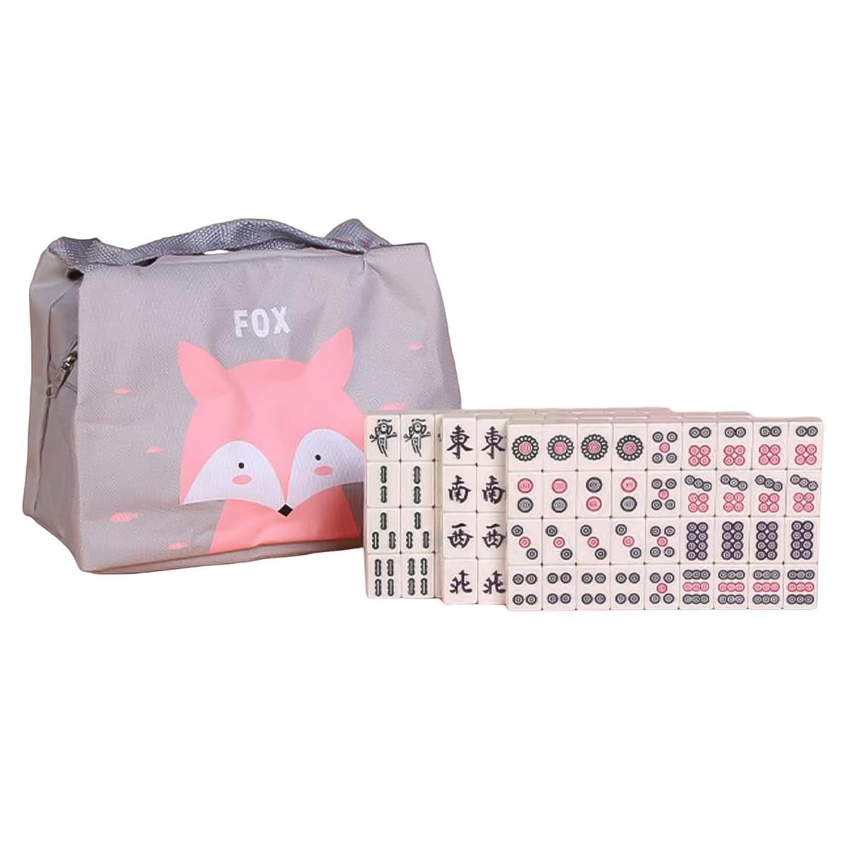 Alnicov Small Mahjong Game Set, Chinese Traditional Games Mahjong Game Set, 144 Engraved Mini Tiles, Chinese Style Gifts For Party Games