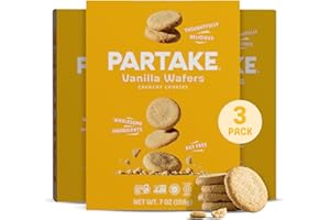 PARTAKE FOODS Gluten Free Partake Vanilla Wafers Cookies - Vegan - Free From the Top 9 Allergens Including Dairy, Wheat, Soy, Eggs, & Peanuts - Non GMO - Safe School & Office Snack (3 Pack, 7oz Boxes)