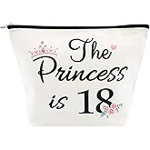 18th Birthday Gifts for Women Best Friend Daughter Funny 18 Year Old Birthday Gift for Her The Princess is 18 Cute Makeup Bag Celebrate Turning Eighteen